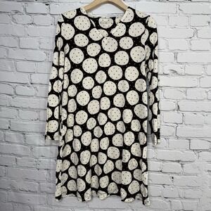 Gudrun Sjoden Women's Polka Dot Dress S Lagenlook Tunic Shirt V Neck Pockets L/S